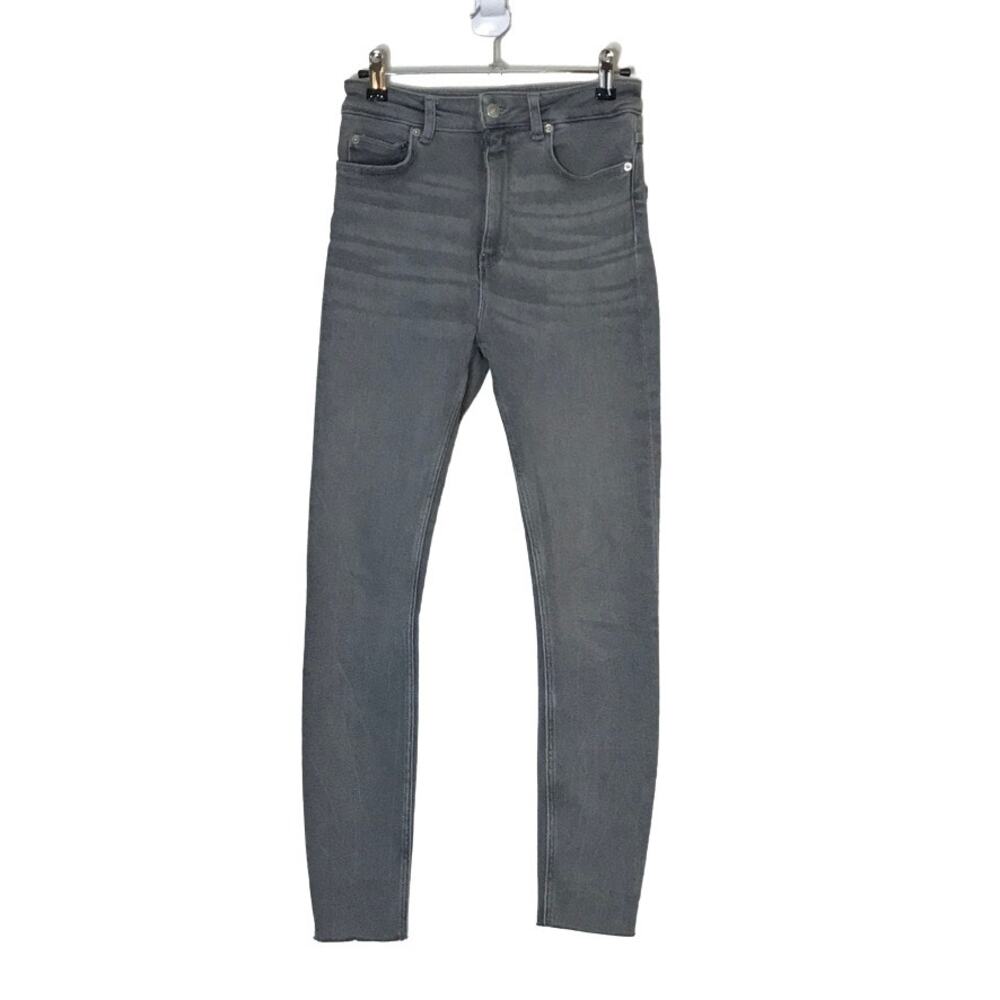 Zara Raw Hem Skinny Ankle Stretch Jeans Gray Size US 04